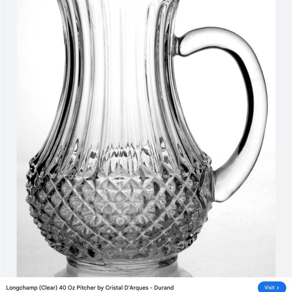 VTG Longchamp Crystal D’Arques Diamond Cut 24% Lead Crystal Clear Pitcher EUC - Picture 9 of 9